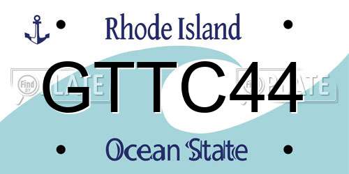 GTTC44 Rhode Island License Plate