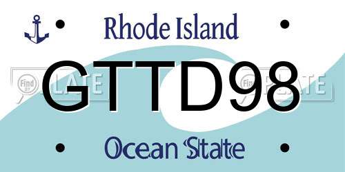 GTTD98 Rhode Island License Plate