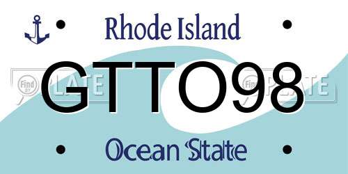 GTTO98 Rhode Island License Plate