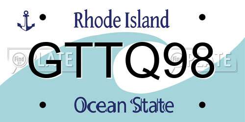 GTTQ98 Rhode Island License Plate