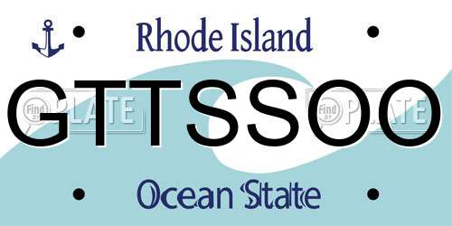 GTTSSOO Rhode Island License Plate