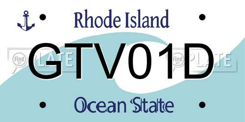 GTV01D Rhode Island License Plate
