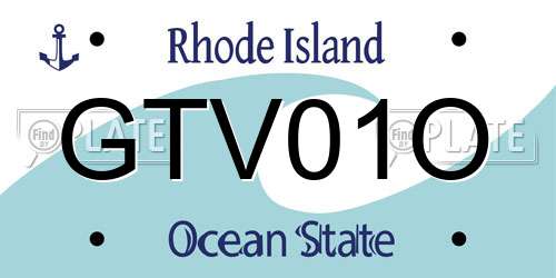 GTV01O Rhode Island License Plate