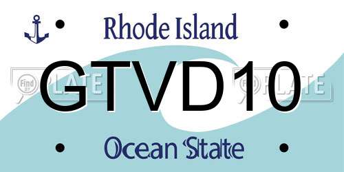 GTVD10 Rhode Island License Plate