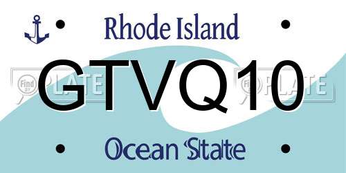 GTVQ10 Rhode Island License Plate