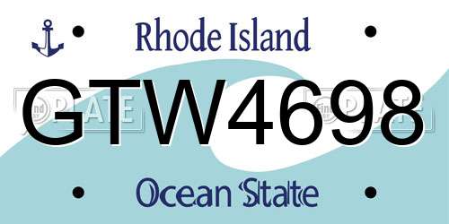 GTW4698 Rhode Island License Plate