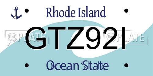 GTZ92I Rhode Island License Plate