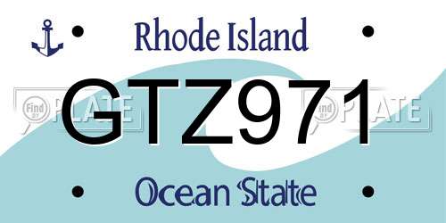 GTZ971 Rhode Island License Plate