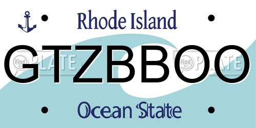 GTZBBOO Rhode Island License Plate