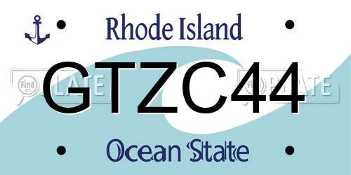 GTZC44 Rhode Island License Plate