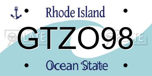 GTZO98 Rhode Island License Plate