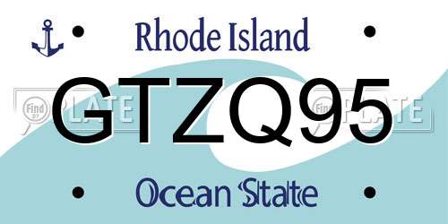 GTZQ95 Rhode Island License Plate