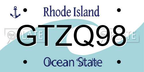 GTZQ98 Rhode Island License Plate