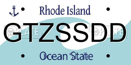GTZSSDD Rhode Island License Plate