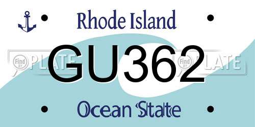 GU362 Rhode Island License Plate