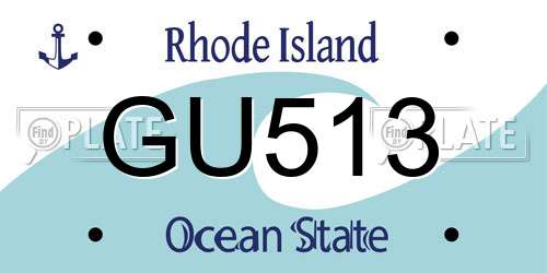 GU513 Rhode Island License Plate