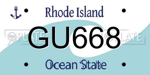 GU668 Rhode Island License Plate