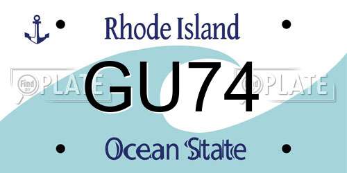 GU74 Rhode Island License Plate