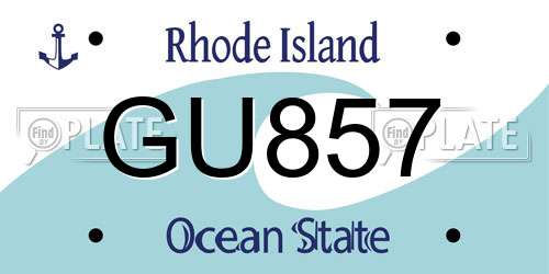 GU857 Rhode Island License Plate