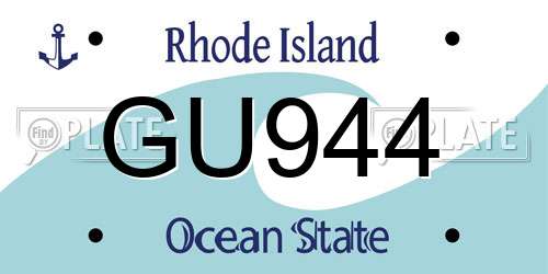 GU944 Rhode Island License Plate