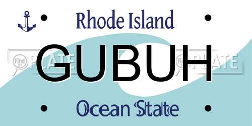 GUBUH Rhode Island License Plate