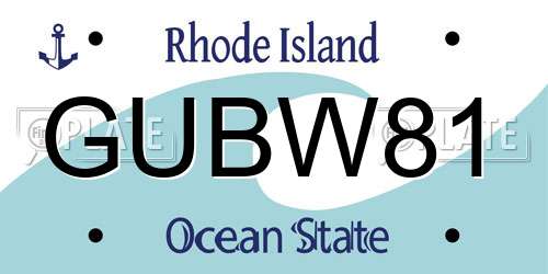 GUBW81 Rhode Island License Plate