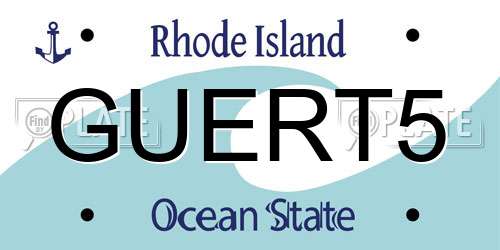 GUERT5 Rhode Island License Plate