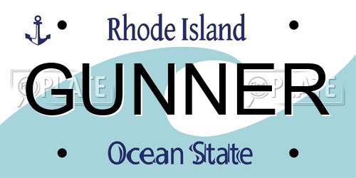 GUNNER Rhode Island License Plate