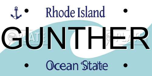 GUNTHER Rhode Island License Plate