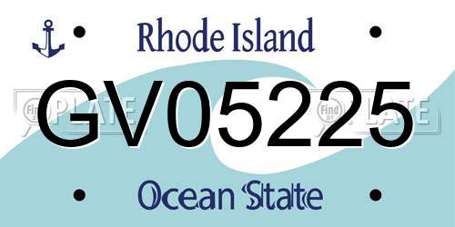 GV05225 Rhode Island License Plate