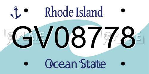 GV08778 Rhode Island License Plate
