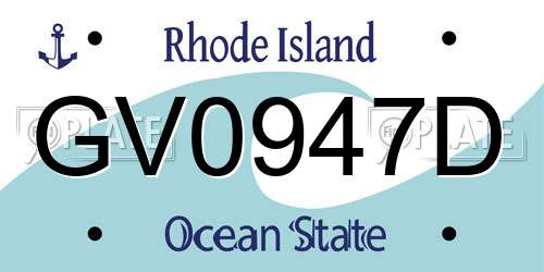 GV0947D Rhode Island License Plate