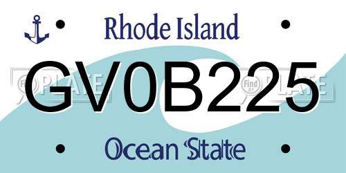 GV0B225 Rhode Island License Plate