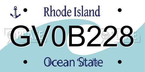 GV0B228 Rhode Island License Plate