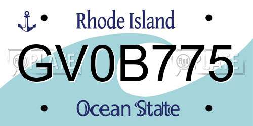 GV0B775 Rhode Island License Plate