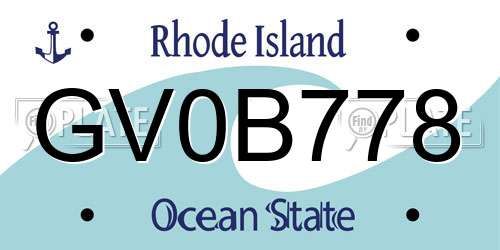 GV0B778 Rhode Island License Plate