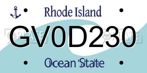 GV0D230 Rhode Island License Plate