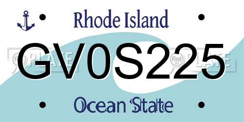 GV0S225 Rhode Island License Plate