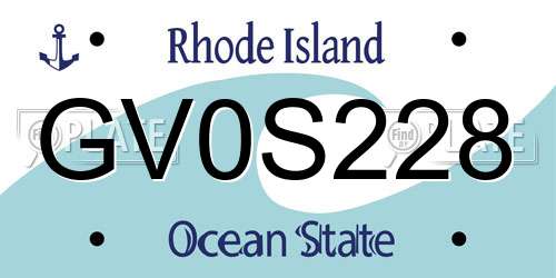 GV0S228 Rhode Island License Plate
