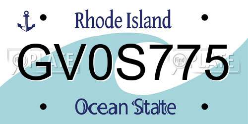 GV0S775 Rhode Island License Plate