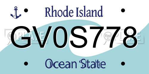GV0S778 Rhode Island License Plate