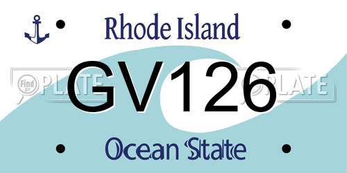 GV126 Rhode Island License Plate