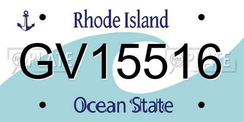 GV15516 Rhode Island License Plate