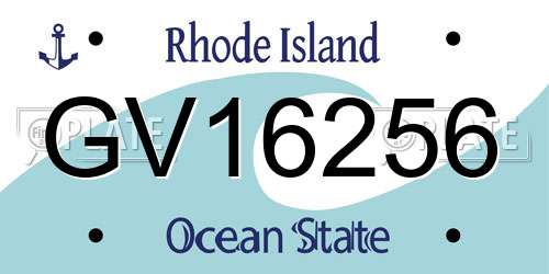 GV16256 Rhode Island License Plate