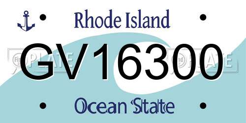 GV16300 Rhode Island License Plate