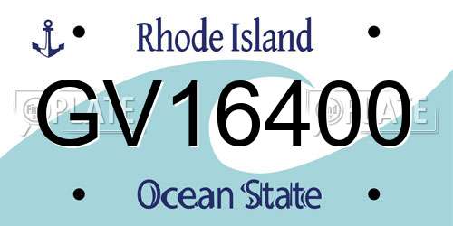 GV16400 Rhode Island License Plate