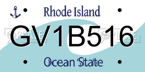 GV1B516 Rhode Island License Plate