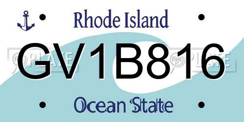 GV1B816 Rhode Island License Plate