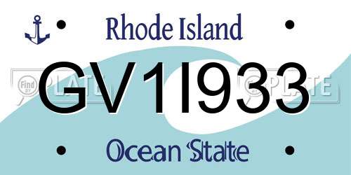 GV1I933 Rhode Island License Plate