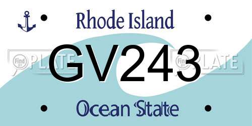 GV243 Rhode Island License Plate
